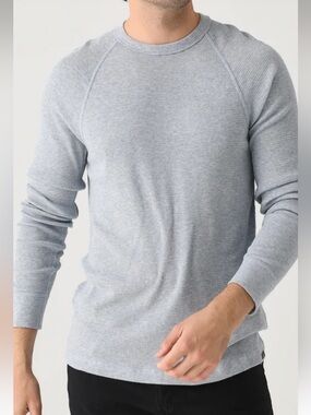 Faherty Men’s cloud cotton Charcoal Waffle Knit Long-Sleeve Crew